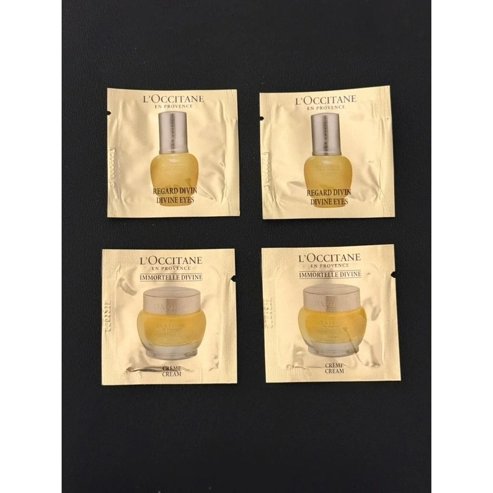 L'Occitane Immortelle Divine Skincare Sample Lot – Eye Cream & Face Cream 4pc